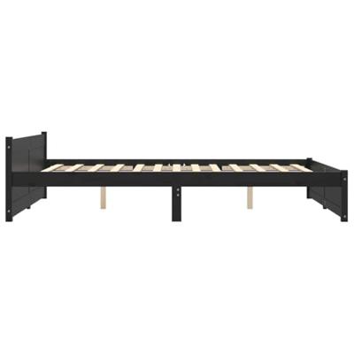Bedframe massief hout zwart 140x190 cm