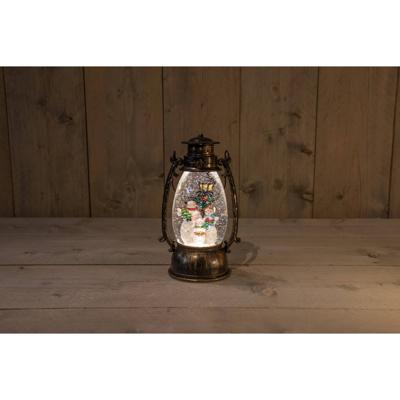 Lantaarn Sneeuwman In Glitterwater Led Warm Wit 14,5X24Cm 3Xaa-Dc Aansluiting Anna's Collection - Annas collection