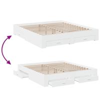 Bedframe met lades bewerkt hout wit 180x200 cm - thumbnail