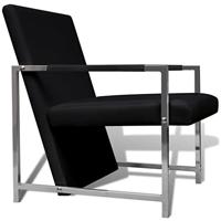 VidaXL Fauteuil met chromen poten kunstleer zwart - thumbnail
