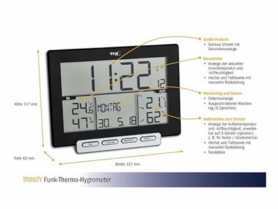 TFA Dostmann Trinity 30.3058.01 Draadloze thermo- en hygrometer Zwart