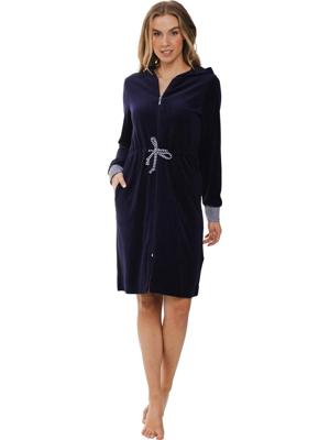 Nachtblauwe velours badjas Rebelle Nachtblauwe velours badjas Rebelle