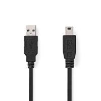 Nedis CCGL60300BK30 Usb-kabel Usb 2.0 Usb-a Male Usb Mini-b 5-pins Male 480 Mbps Vernikkeld 3.00 M Rond Pvc Zwart Label - thumbnail
