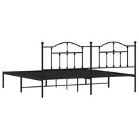 Bedframe met hoofdbord metaal zwart 193x203 cm - thumbnail