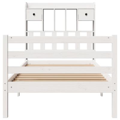 Bed met boekenkast zonder matras grenenhout wit 90x200 cm