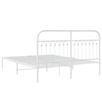 Bedframe met hoofdbord metaal wit 150x200 cm - thumbnail