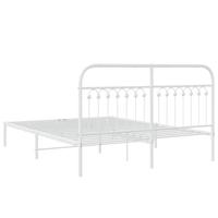 Bedframe met hoofdbord metaal wit 150x200 cm - thumbnail