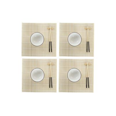 Sushi-set DKD Home Decor Bamboe Keramiek Wit Orientaals 14,5 x 14,5 x 31 cm (16 Onderdelen)