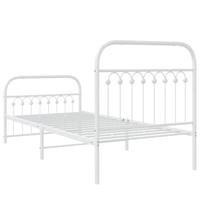 Bedframe met hoofd- en voeteneinde metaal wit 90x190 cm - thumbnail