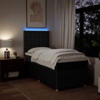 Boxspring met matras stof zwart 90x190 cm - thumbnail