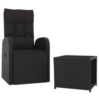 2-delige Loungeset poly rattan en staal zwart - thumbnail