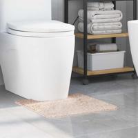 VidaXL Antislip badmat met toilet cut crème 50 x 50 cm pp - thumbnail