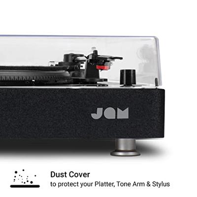 Jam Audio Spun Out Bluetooth Platinum - Vinylspeler met 33 rpm, 45 rpm en 78 rpm - Drive met 3 bandjes voor superieur geluid - Uitgang - Converteert vinyl naar MP3 - Inclusief hoesje, zwart
