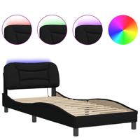 Bedframe met LED zonder matras "Hvar" 200x200 cm stof zwart - thumbnail