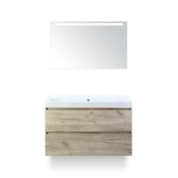 Maxx XL Badmeubelset 100 cm - Craft Oak - Wastafel Just Zonder kraangat - met LED Spiegel - thumbnail