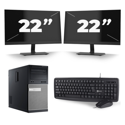 Dell Optiplex 9020 Micro Tower - Intel Core i7-4e Generatie - 16GB RAM - 256GB SSD - Windows 10 + 2x 22 inch Monitor