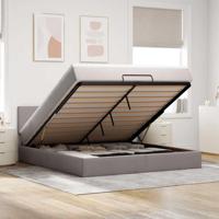 Ottoman bed met matras 160x200cm stof taupe - thumbnail