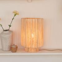 GOOD&MOJO Tafellamp 'Panama' Raffia, 36cm, kleur Naturel - thumbnail
