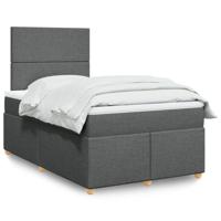 Boxspring met matras stof donkergrijs 120x190 cm - thumbnail