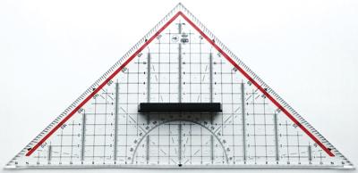 M+R geodriehoek, ft 32 cm, met handvat