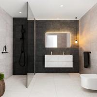 Badkamermeubel BWS Valencia Carrara Mat 120 cm Solid Surface Wastafel Rechthoekige Wasbak Links (0 kraangaten, 4 lades) - thumbnail