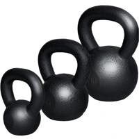 Voordeelset kettlebells 4, 8 en 12 kg gietijzer zwart - thumbnail