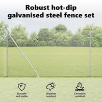 VidaXL Afrasteringspaal zilver 10 x 1,5 m (16 x 16 mm gaas) staal - thumbnail