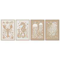 Schilderij Home ESPRIT Wit Natuurlijk Mediterrane Navy 40 x 3 x 60 cm (4 Stuks) - thumbnail