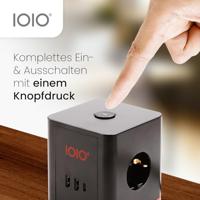 IOIO contactdoos SW1000, 3 stopcontacten en 3 USB-poorten, kubus, zwart - thumbnail