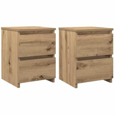 Nachtkastjes 2 st 30x30x40cm bewerkt hout artisanaal eikenkleur