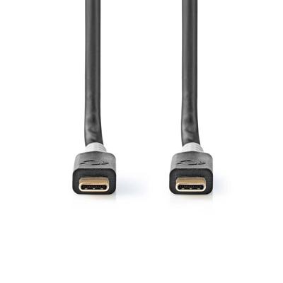 Nedis CCBW64020AT20 Usb-kabel Usb 3.2 Gen 2x2 Usb Type-c™ Male Usb Type-c™ Male 20 Gbps 100 W Verguld 2.00 M Rond Pvc Zilver Window Box