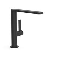 Wastafelmengkraan Tres Project 1-Hendel Uitloop Recht 22 cm Rond Mat Zwart Tres - thumbnail