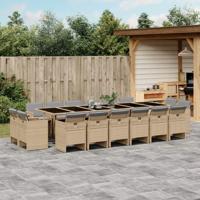 17-delige Tuinset met kussens poly rattan gemengd beige - thumbnail
