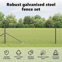 VidaXL Afrasteringspaal grijs 10 x 0,4 m (13 mm gaas) staal en pvc - thumbnail