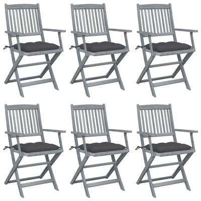 Tuinstoelen 6 st inklapbaar met kussens massief acaciahout Tuinstoelen 6 st inklapbaar met kussens massief acaciahout