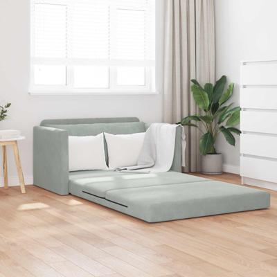 Vouwsofa Bed Lichtgrijs 124 x 71 x 78 cm Fluweel