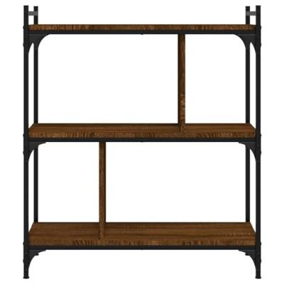 Boekenkast 3-laags 76x32x88 cm bewerkt hout bruin eikenkleur