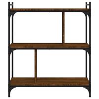 Boekenkast 3-laags 76x32x88 cm bewerkt hout bruin eikenkleur - thumbnail