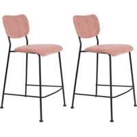 Zuiver Benson barkruk H65 gestoffeerd pink - thumbnail