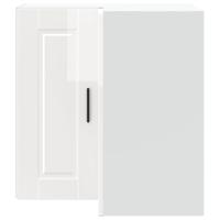 Keukenwandhoekkast Porto bewerkt hout hoogglans wit - thumbnail