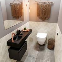 Mondiaz Andor toiletmeubel 50cm mat zwart met zwarte wastafel 100cm links met kraangat - thumbnail
