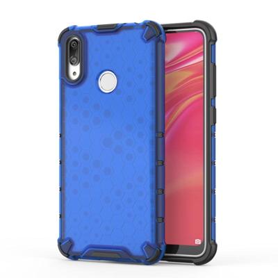 Honingraat schokbestendig PC + TPU Case voor Huawei Y7 (2019) (blauw)