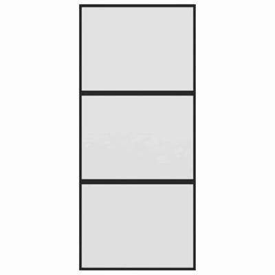 Schuifdeur 90x205 cm gehard glas en aluminium zwart