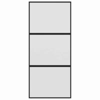 Schuifdeur 90x205 cm gehard glas en aluminium zwart - thumbnail