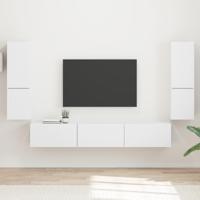 Tv-meubelset Wandgemonteerd 4 pcs Wit Bewerkt hout - thumbnail
