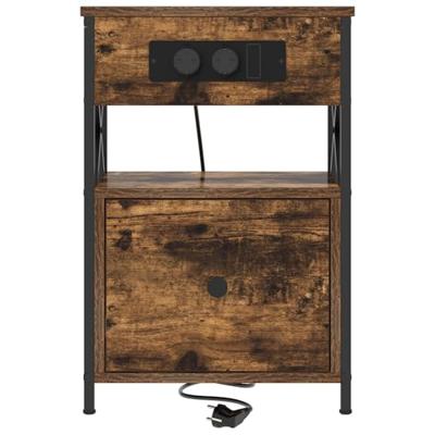 Nachtkastje 2 pcs Gerookt eiken 40 x 31 x 60 cm Bewerkt hout