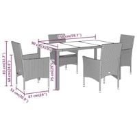 5-delige Tuinset met kussens poly rattan en glas beige - thumbnail