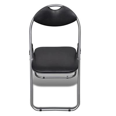 VidaXL Opklapbare stoelen, 6 stuks, zwart kunstleer en staal.