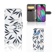 Samsung Galaxy A40 Hoesje Leaves Blue - thumbnail