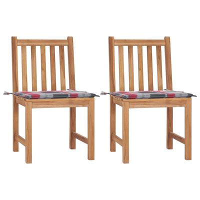 Tuinstoelen 2 st met kussens massief teakhout